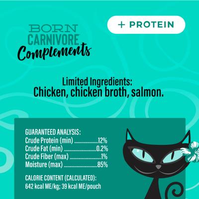 Born Carnivore Complements Chicken & Salmon Recipe in Chicken Broth Grain-Free Wet Cat Food Topper, 2.1-oz pouch, case of 12