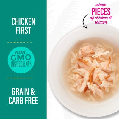 Born Carnivore Complements Chicken & Salmon Recipe in Chicken Broth Grain-Free Wet Cat Food Topper, 2.1-oz pouch, case of 12