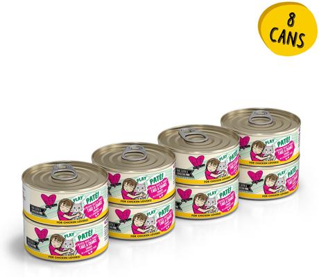 Bundle: BFF Play Pate Lovers Chicken, Duck & Turkey Take a Chance + Play Pate Lovers Chicken Checkmate Wet Cat Food, 5.5-oz can, 16 count