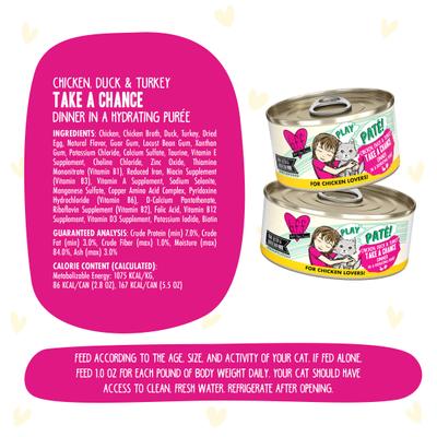 Bundle: BFF Play Pate Lovers Chicken, Duck & Turkey Take a Chance + Play Pate Lovers Chicken Checkmate Wet Cat Food, 5.5-oz can, 16 count