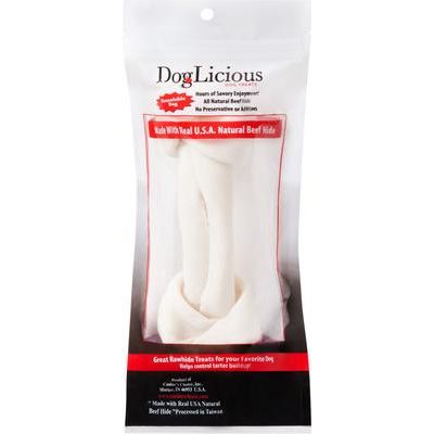 Premio para perros DogLicious de cuero crudo con hueso natural de 10 a 11 pulgadas