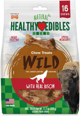 Healthy Edibles WILD Natural Long Lasting Bison Dog Chew Treats, Small, 16 count