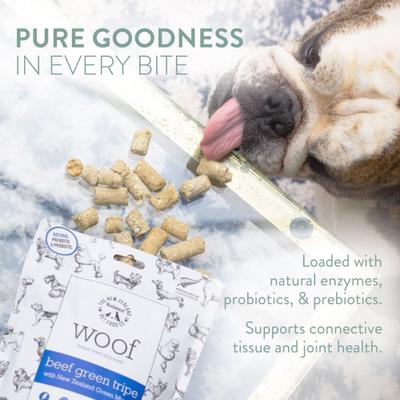 Woof Beef Green Tripe Grain-Free Freeze-Dried Dog Treats, 1.4-oz bag