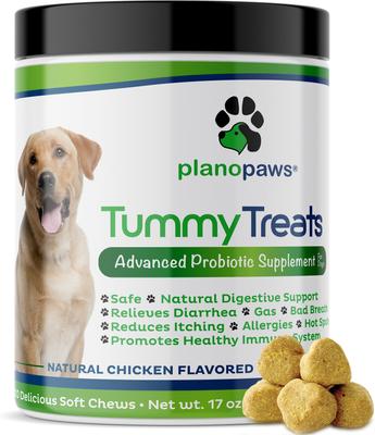 Tummy Treats Advanced Probiotic Natural Chicken Flavor Soft Chews Dog Supplement, 120 count