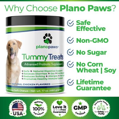 Tummy Treats Advanced Probiotic Natural Chicken Flavor Soft Chews Dog Supplement, 120 count