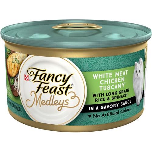 Comida enlatada para gatos Elegant Medleys White Meat Chicken Tuscany, 3 oz, caja de 24