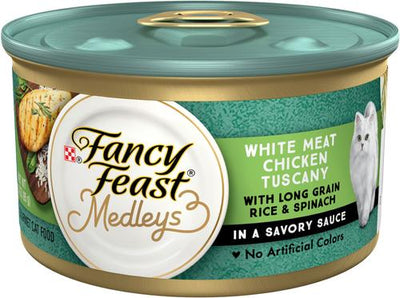 Comida enlatada para gatos Elegant Medleys White Meat Chicken Tuscany, 3 oz, caja de 24