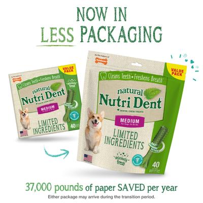 Nutri Dent Natural Dental Fresh Breath Flavored Chew Treat, Medium, 40 count