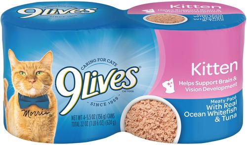 Meaty Pate with Real Ocean Whitefish & Tuna Pate Wet Kitten Food, 5.5-oz can, case of 24
