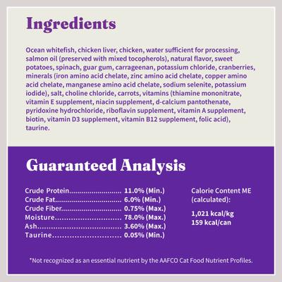 Whitefish Recipe with Real Whole Whitefish Pate Grain-Free Indoor Cat Wet Cat Food, 5.5-oz can, case of 12