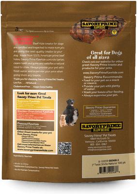 Natural Rawhide Twists Dog Treats, 5-in, 100 count