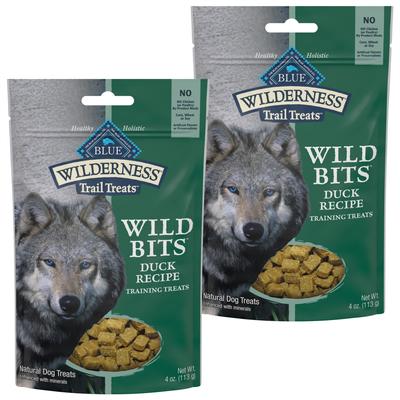 Wilderness Trail Treats Duck Wild Bits Grain-Free Training Dog Treats, 4-oz bag, bundle of 2