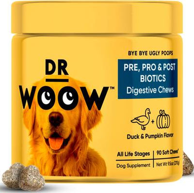 Pre, Pro & Post Biotics Duck & Pumpkin Flavor Soft Chew Digestion Supplement for Dogs, 90 count