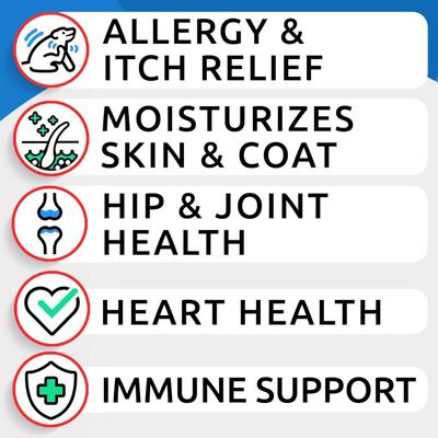 Allergy Relief & Itch Relief with Omega 3 Skin & Coat with Salmon Oil Chew Supplement for Dogs, 180 count