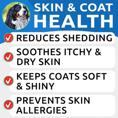 Allergy Relief & Itch Relief with Omega 3 Skin & Coat with Salmon Oil Chew Supplement for Dogs, 180 count