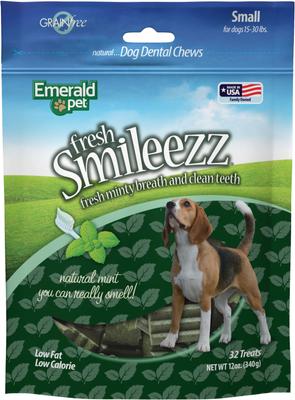 Golosinas dentales pequeñas sin cereales Fresh Smileezz para perros, 32 unidades