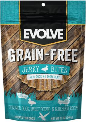 Duck, Pea & Blueberry Jerky Bites Dog Treats, 12-oz bag