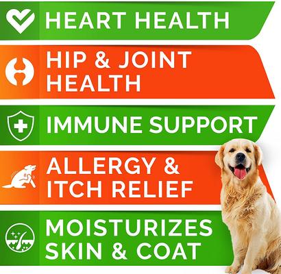 Omega 3 Fish Oil Pills & Skin & Coat Supports Joints Brain Heart & Overall Health Supplement for Dogs, 180 count