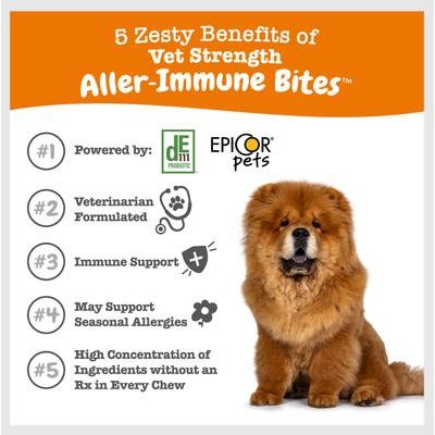 Vet Strength Allergy & Immune Bites, Aceite de Pescado masticable para perros, 90 unidades