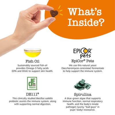 Vet Strength Allergy & Immune Bites Soft Chews Fish Oil Supplement for Dogs, 90 count