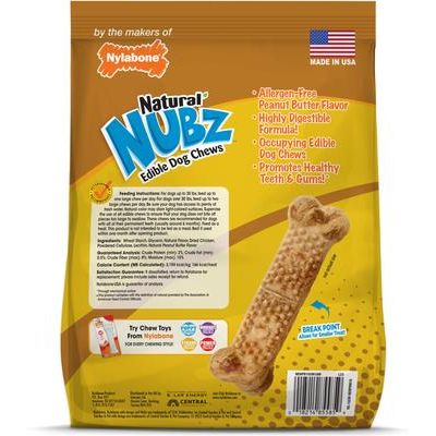 Golosinas grandes para perros Natural Nubz con mantequilla de cacahuete, 18 unidades