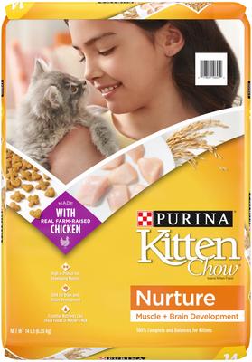 Bundle: Kitten Chow Nurture Muscle & Brain Development Dry Cat Food + Fancy Feast Tender Feast Variety Pack Canned Kitten Food