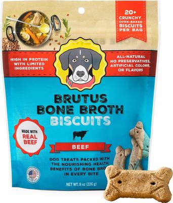 Galletas de caldo de hueso de res, premios crujientes naturales para perros con ingredientes limitados, bolsa de 8 oz