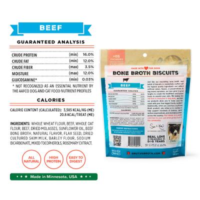 Galletas de caldo de hueso de res, premios crujientes naturales para perros con ingredientes limitados, bolsa de 8 oz