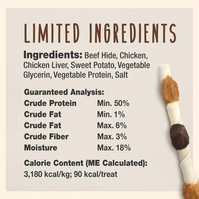 Gourmet Beef Hide Shish Kabobs Chicken & Sweet Potato Flavor Extra Large Dog Chews, 15 count