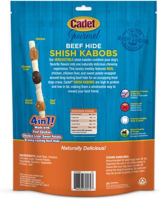 Gourmet Beef Hide Shish Kabobs Chicken & Sweet Potato Flavor Extra Large Dog Chews, 15 count