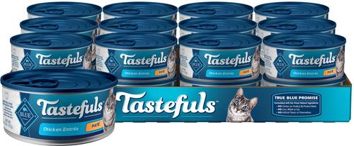 Tastefuls Salmon, Chicken, Ocean Fish & Tuna Entrées Variety Pack Pate Wet Cat Food, 3-oz can, case of 12