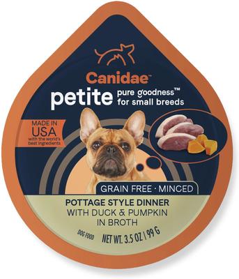 Bundle: CANIDAE PURE Petite Small Breed Pottage Style Dinner with Duck & Pumpkin Breed + Small Breed Cacciatore Style Dinner with Lamb & Carrots Wet Dog Food Trays