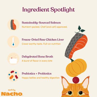 Made by Nacho Sustainably Caught Salmon, Whitefish & Pumpkin Recipe with Freeze-Dried Chicken Liver Dry Cat Food, 10-lb bag