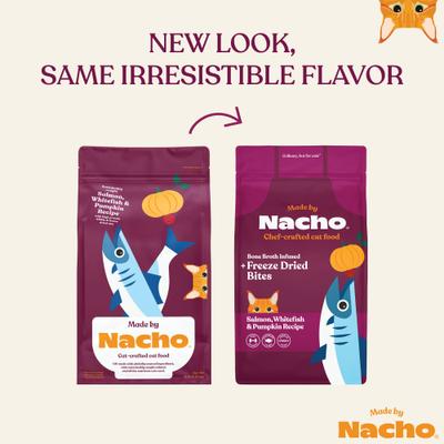 Made by Nacho Sustainably Caught Salmon, Whitefish & Pumpkin Recipe with Freeze-Dried Chicken Liver Dry Cat Food, 10-lb bag
