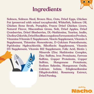 Made by Nacho Sustainably Caught Salmon, Whitefish & Pumpkin Recipe with Freeze-Dried Chicken Liver Dry Cat Food, 10-lb bag