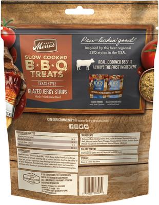 Slow Cooked BBQ Beef Texas Style Glazed Jerky Strips Dog Treats, 10-oz pouch