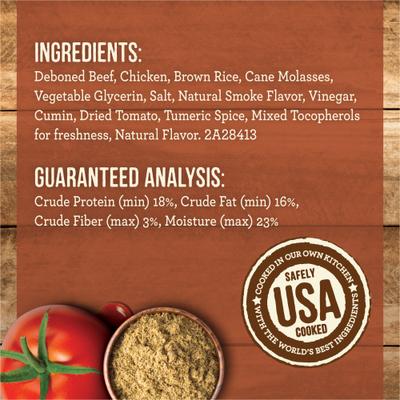 Slow Cooked BBQ Beef Texas Style Glazed Jerky Strips Dog Treats, 10-oz pouch