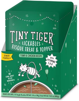 Lickables Bisque Senior Formula, Tuna & Chicken Recipe Cat Treat & Topper, 1.4-oz, case of 24