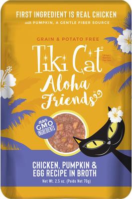 Aloha Friends Chicken, Pumpkin & Egg Recipe in Broth Grain-Free Wet Cat Food, 2.5-oz pouch, case of 12