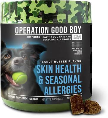 Peanut Butter Flavored Skin Health & Allergy Supplement for Dogs, 90 count