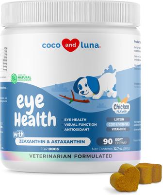 Coco and Luna Eye Support Soft Chew Vision Supplement for Dogs, 90 count