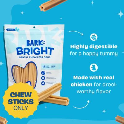 Bright Large Chicken Flavored Dental Dog Treats, 30 count