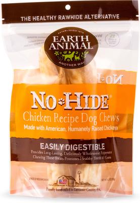 Bundle: Earth Animal No-Hide Medium Rolls Long Lasting Natural Rawhide Alternative Salmon Recipe, 2 count + Peanut Butter Recipe, 2 count + Chicken Recipe Chew Dog Treats, 2 count