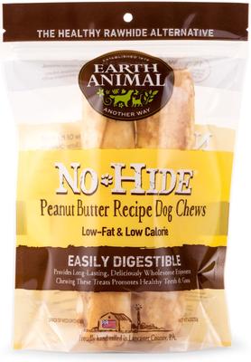 Bundle: Earth Animal No-Hide Medium Rolls Long Lasting Natural Rawhide Alternative Salmon Recipe, 2 count + Peanut Butter Recipe, 2 count + Chicken Recipe Chew Dog Treats, 2 count
