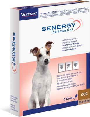 Topical Solution for Dogs, 10.1-20 lbs, (Brown Box), 3 Doses (3-mos. supply)