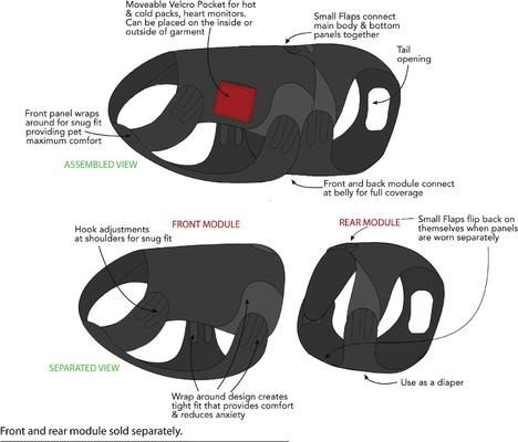 Rear Anxiety Vest for Dogs, Large