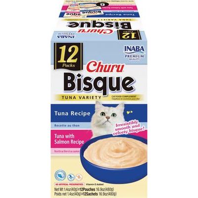 Galletas para lamer con variedad de atún Churu Bisque para gatos, bolsa de 1.4 oz, 12 unidades
