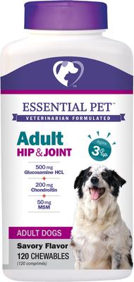 Hip & Joint Chewable Tablets Adult Dog Supplement, Age 3 & Up, 120 count