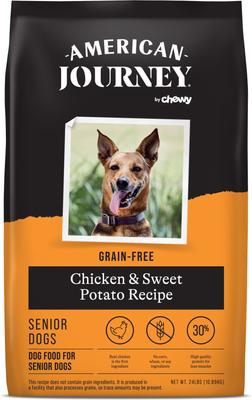 Bundle: American Journey Grain-Free Senior Chicken & Sweet Potato Recipe Dry Dog Food + Poultry & Beef Variety Pack Grain-Free Canned Dog Food