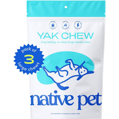 Native Pet Yak Dental Chews Himalayan Cheese Large Dog Treats, 3 count